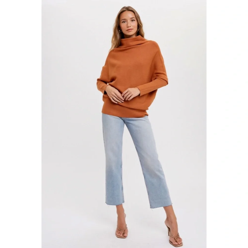 SOLD OUT Pumpkin Spice Slouch Neck Dolman Knit Pullover Sweater - Picture 3 of 3